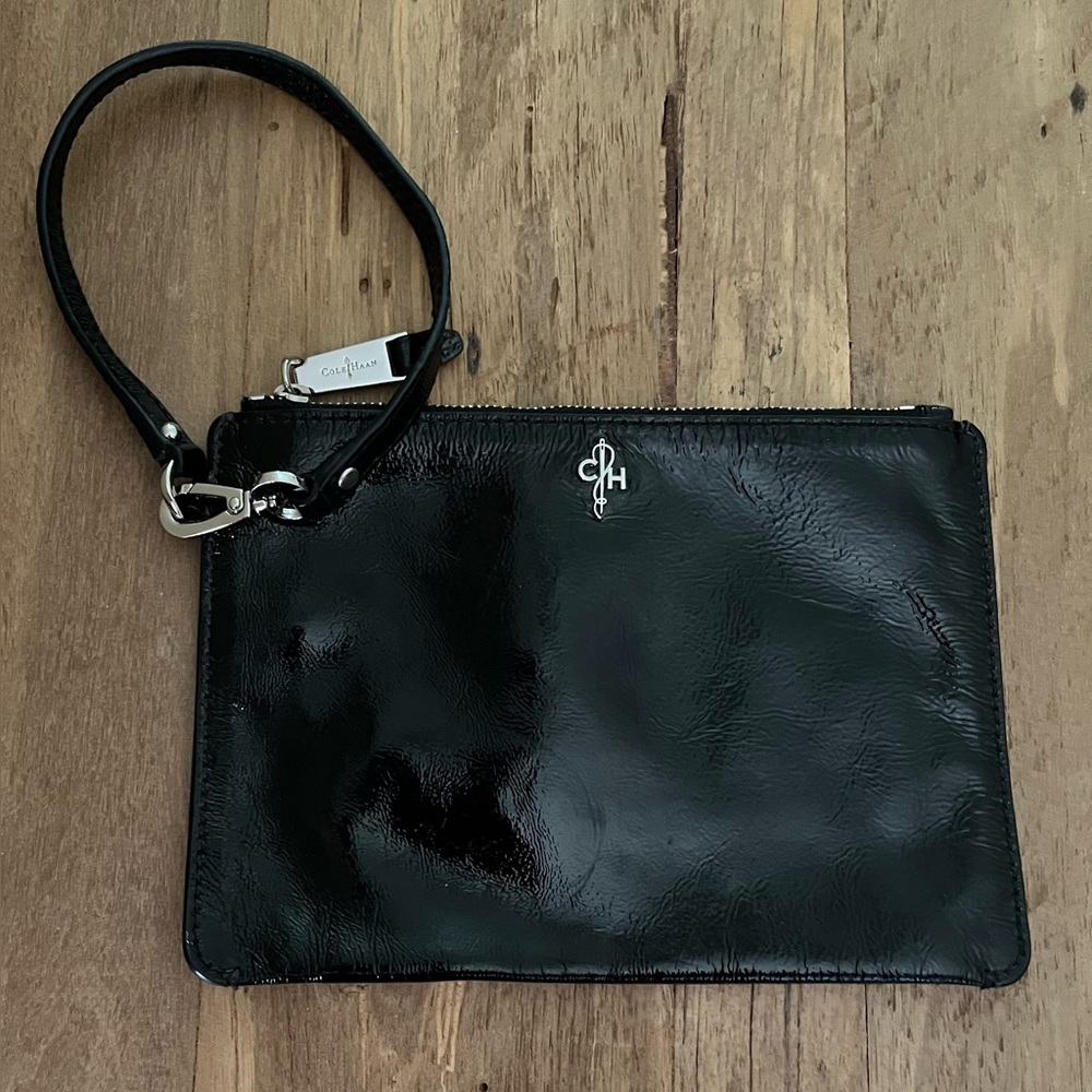 Cole Haan Patent Leather Wristlet Black